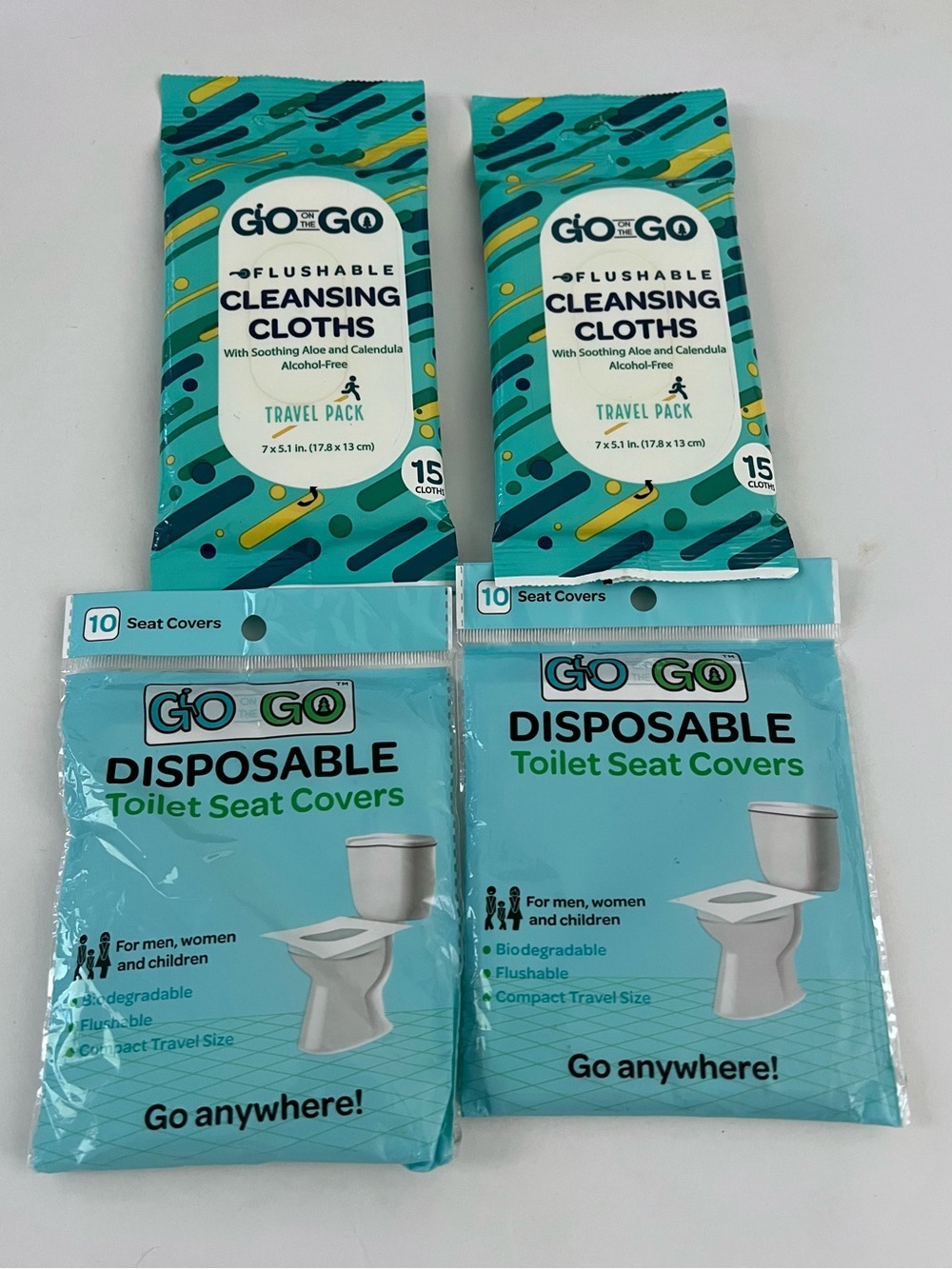 Go On The Go Travel Pack 2 Toilet Seat Covers 2 Cleansing Cloths Hygiene Lot